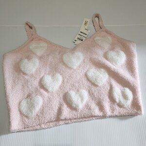 ❤️ NWT, Women's, Culpos Inc., Heart Fleece Crop Tank ❤️